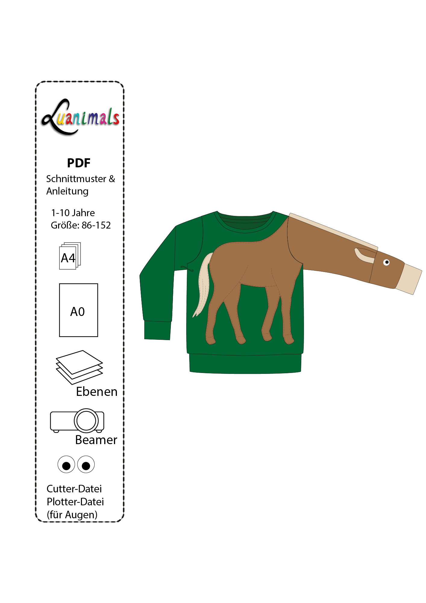 Schnittmuster Pullover "Pferd Paula"
