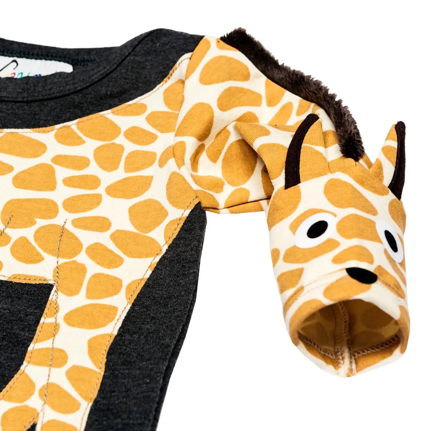 Baby-Body mit Giraffe – langarm, grau