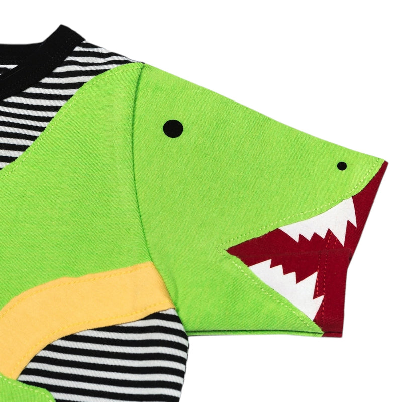 Luanimals T-Shirt Dinosaurier David Detailansicht von Zähne und Tiermotiv Ärmel