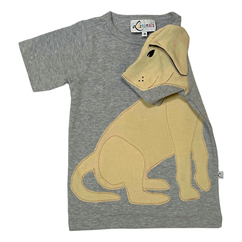 Luanimals T-Shirt für Kinder mit Hundemotiv in grau und beige