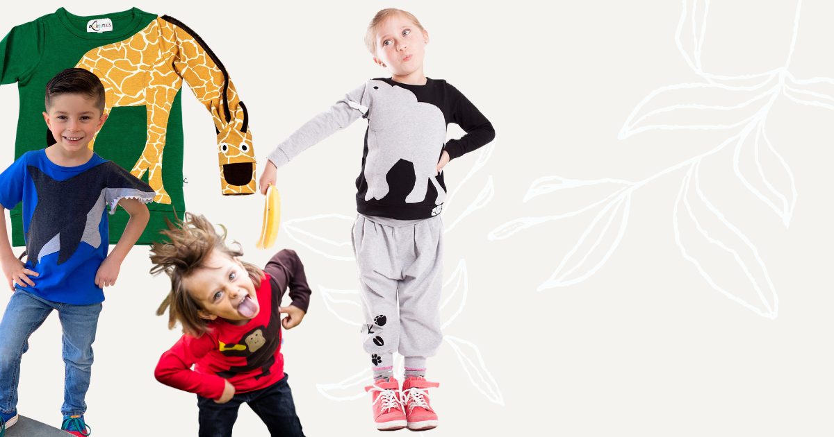 Hauptbild der Luanimals Homepage mit Kindern mit Luanimals Oberteilen