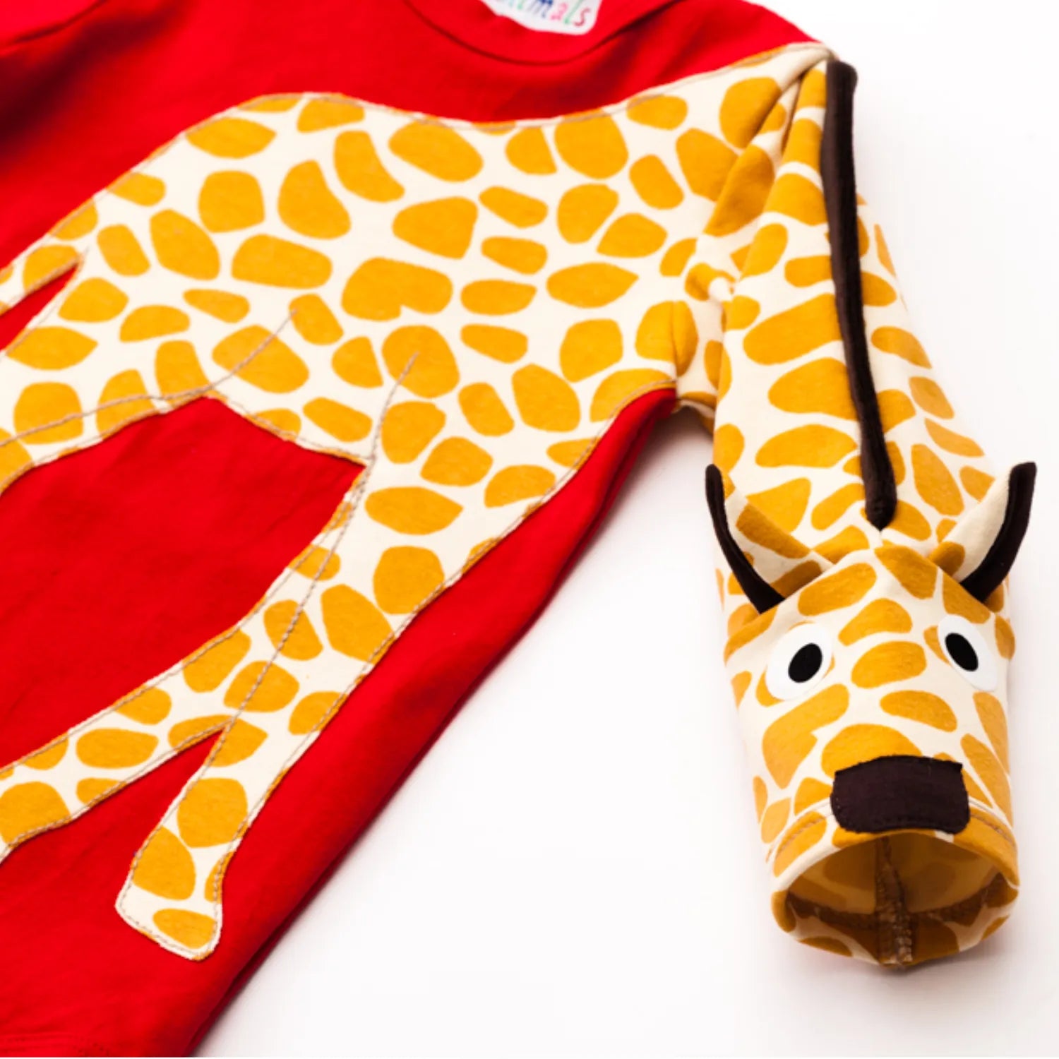 Babybody Detailaufnahme Tier Applikation Giraffe Gerda in rot aus Baumwoll-Jersey von Luanimals