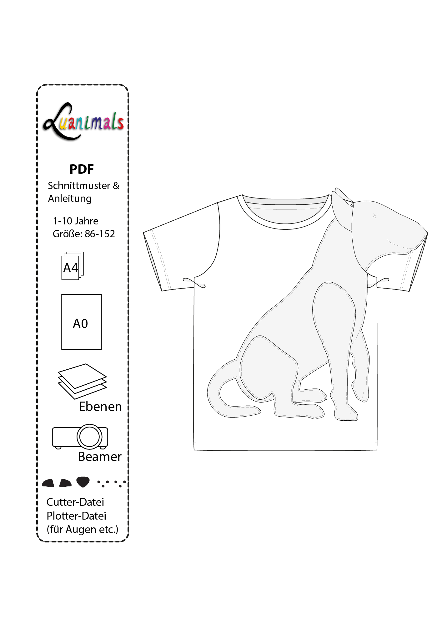 Ebook mit digitalem Schnittmuster und Nähanleitung für Hunde Pullover von Luanimals