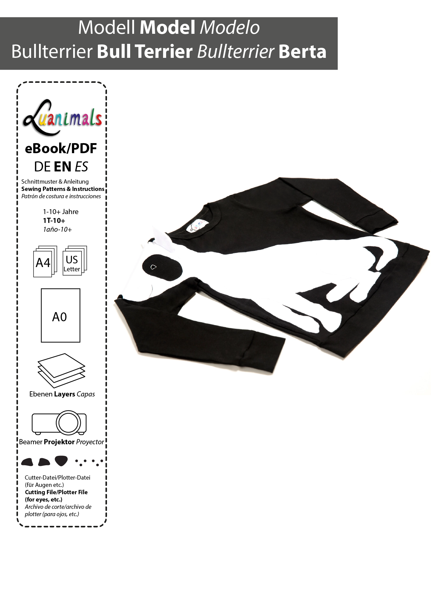 Luanimals Kinder Pullover digitales Ebook für Modell Bullterrier Berta