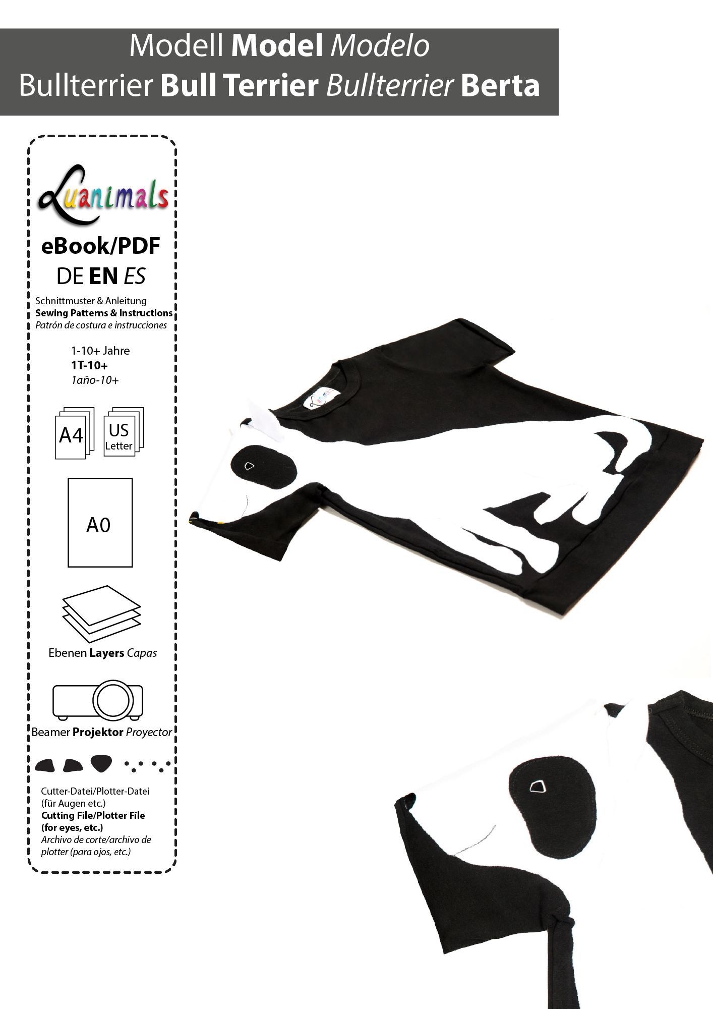 Ebook mit digitalem Schnittmuster und Nähanleitung für Hunde T-Shirt von Luanimals