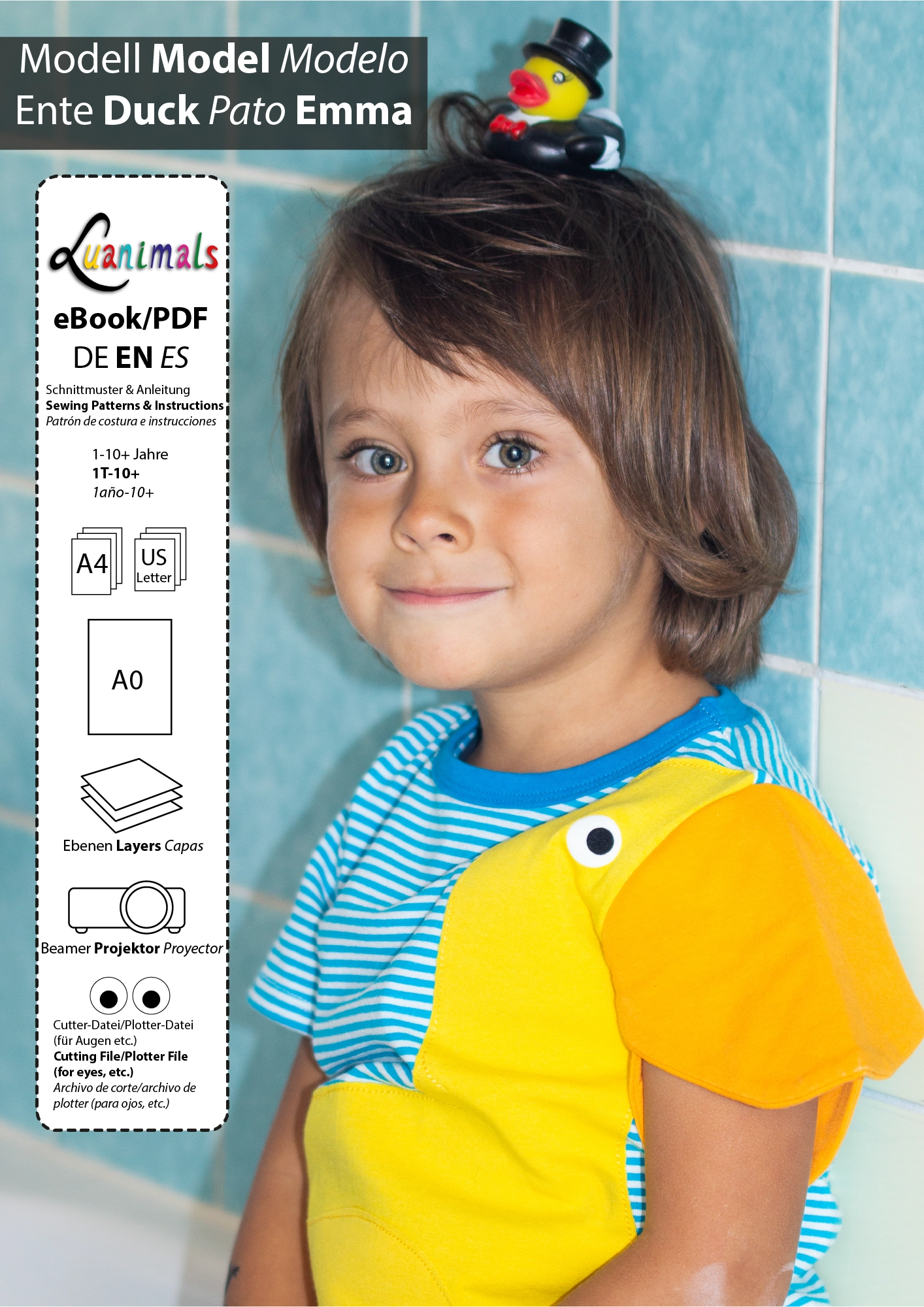 Ebook mit digitalem Schnittmuster und Nähanleitung für Enten T-Shirt von Luanimals