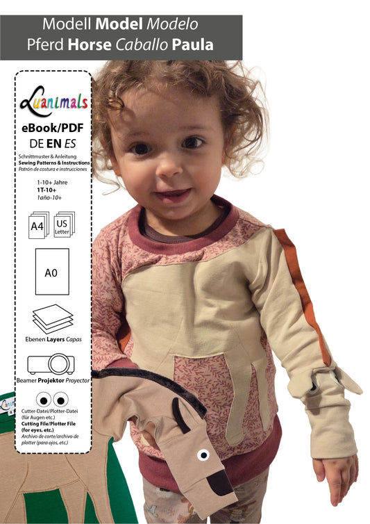 Ebook als PDF digitaler Download für Kinderpullover Pferd Paula von Luanimals