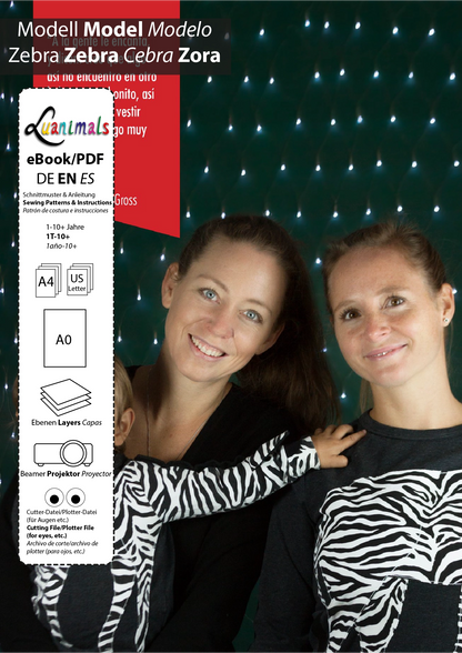 Ebook als digitaler Download für Schnittmuster mit Nähanleitung für Kinderpullover Zebra Zora von Luanimals