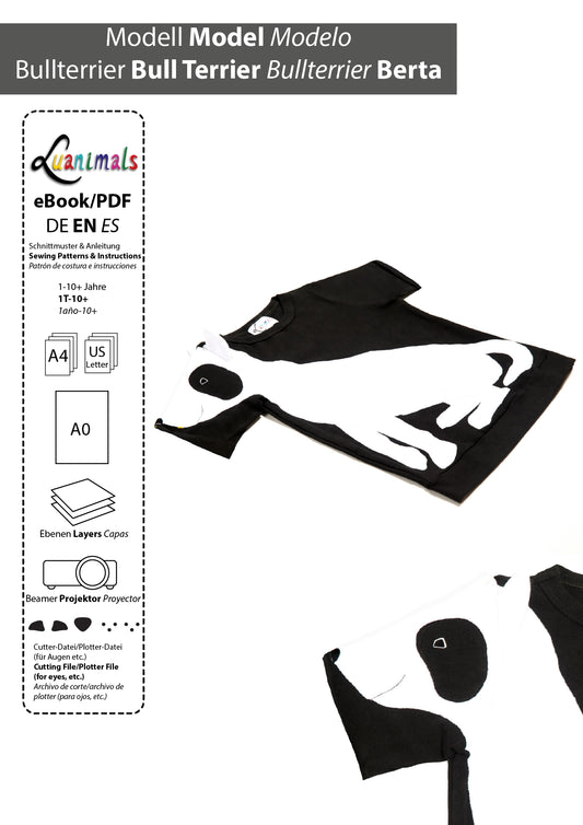 Ebook mit digitalem Schnittmuster und Nähanleitung für Hunde T-Shirt Bullterrier Berta von Luanimals