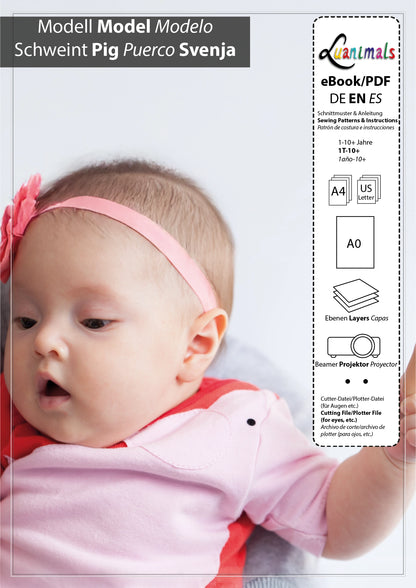Ebook mit digitalem Schnittmuster und Nähanleitung für Schweinchen Svenja T-Shirt von Luanimals