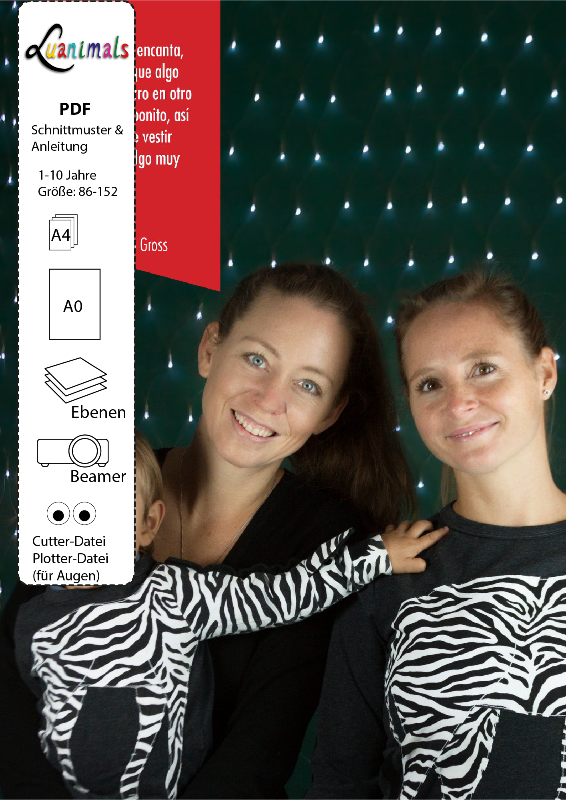 Schnittmuster mit Nähanleitung für Pullover mit Tiermotiv Zebra Zora von Luanimals