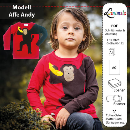Genähter Affe Andy nach dem digitalen Schnittmuster von Luanimals