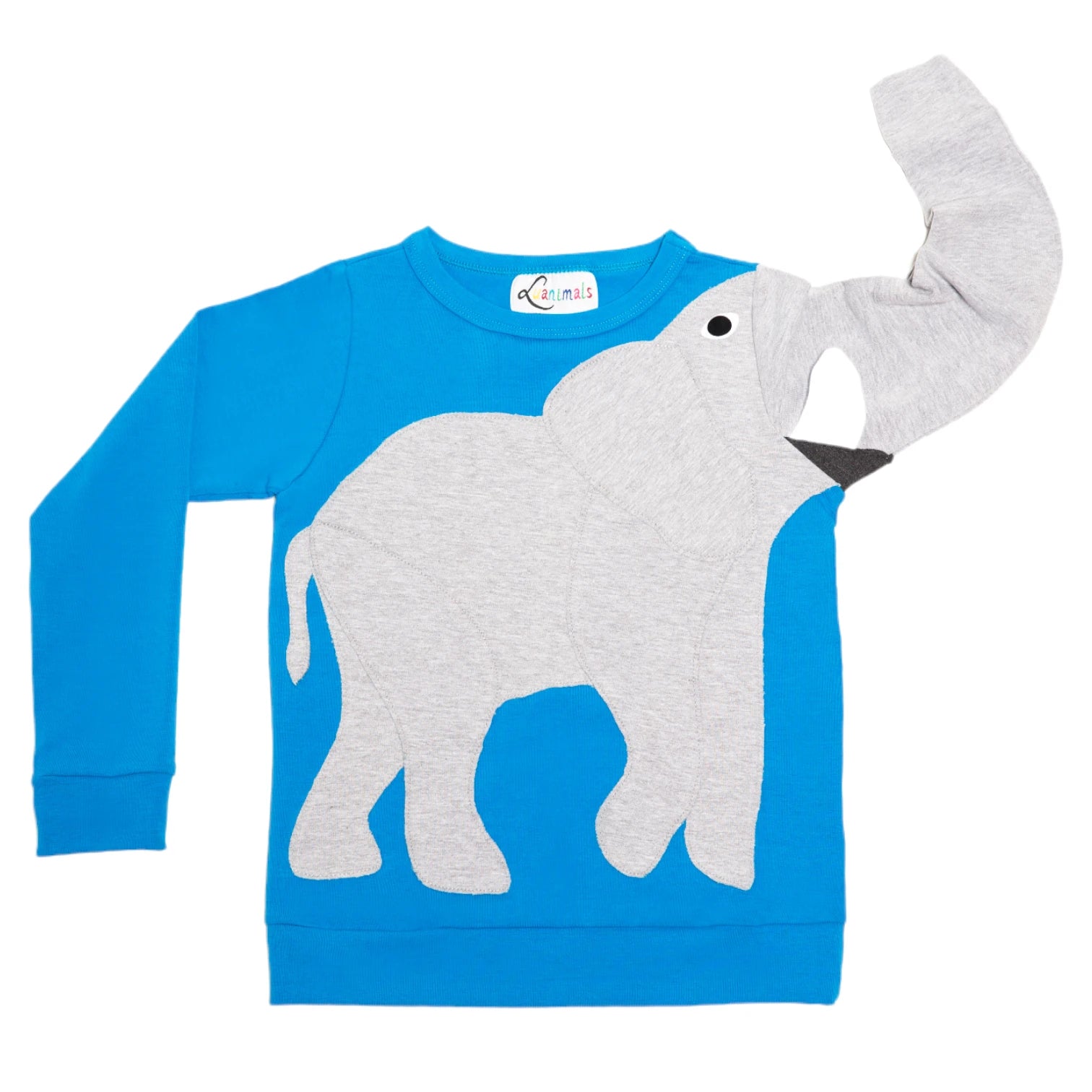 Kinder Pullover mit Tier Elefant Eli in blau und grau aus Baumwoll-Jersey von Luanimals