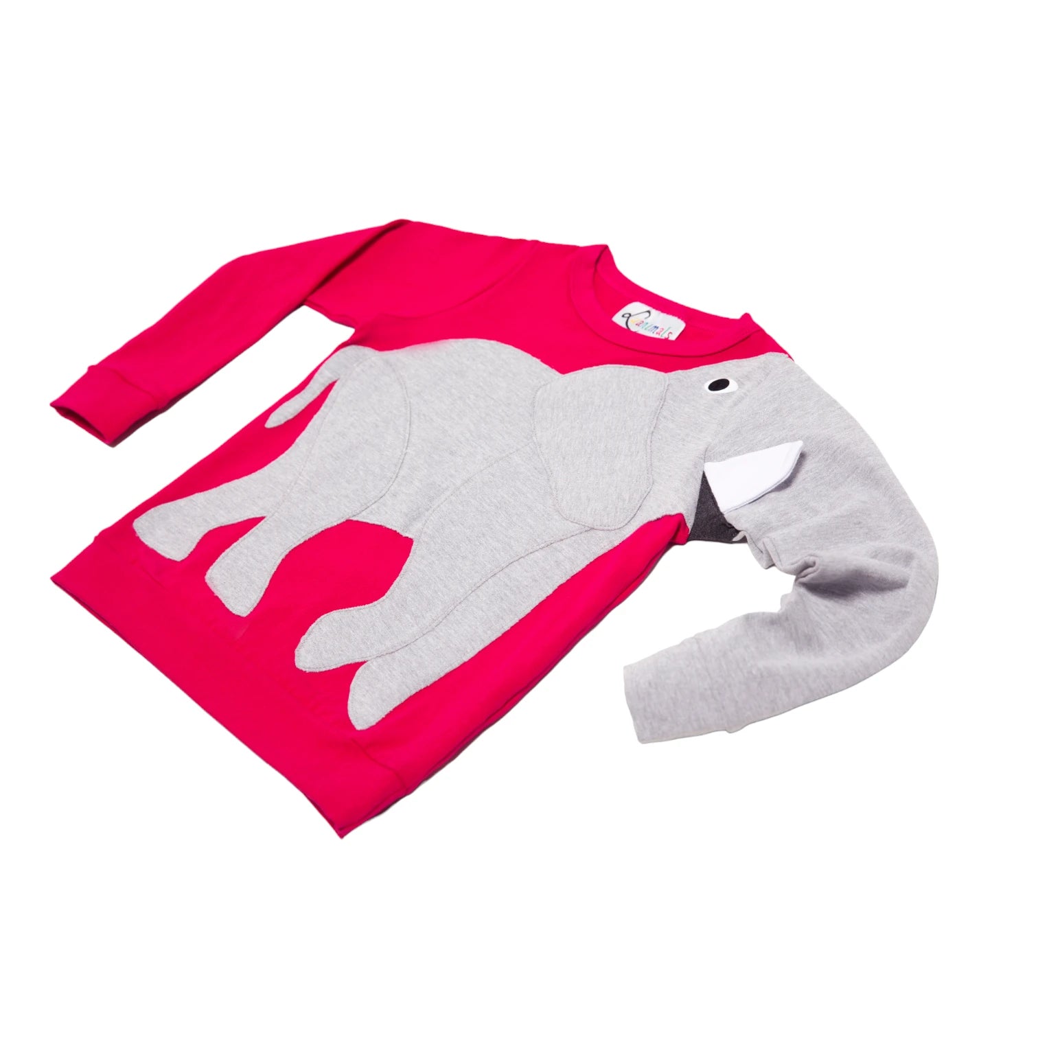Luanimals Kinder Pullover mit Tier Elefant Eli in pink und grau aus Baumwoll-Jersey
