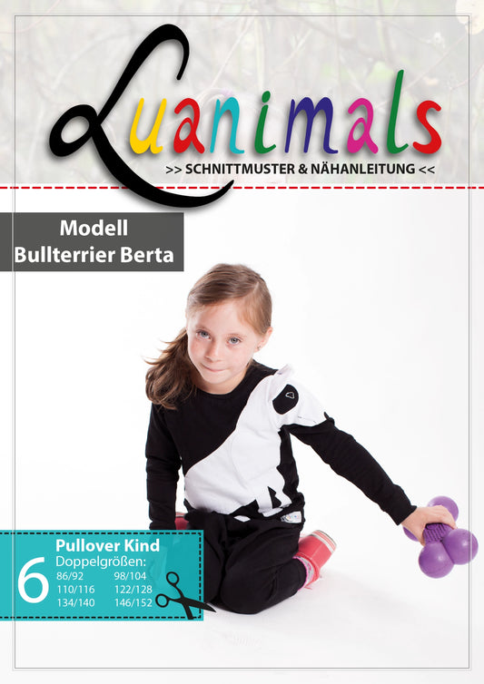 Schnittmuster mit Nähanleitung für Kinderpullover Terrier Berta von Luanimals