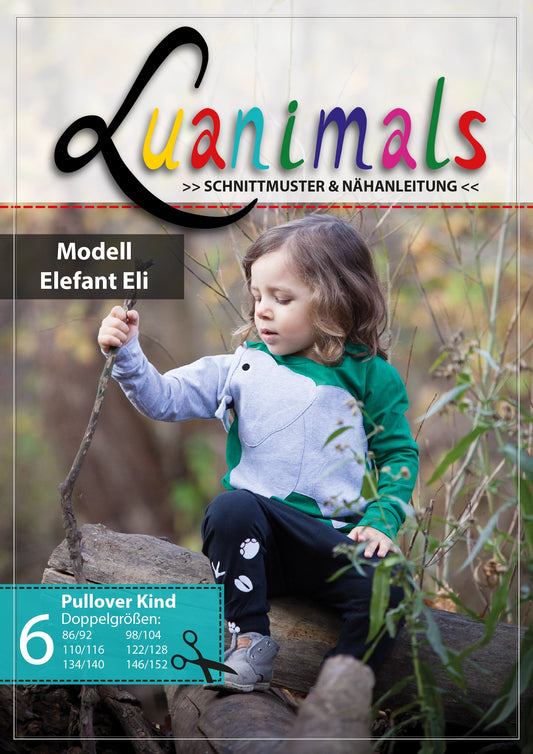 Schnittmuster und Nähanleitung für Kinder Pullover Elefant Eli von Luanimals