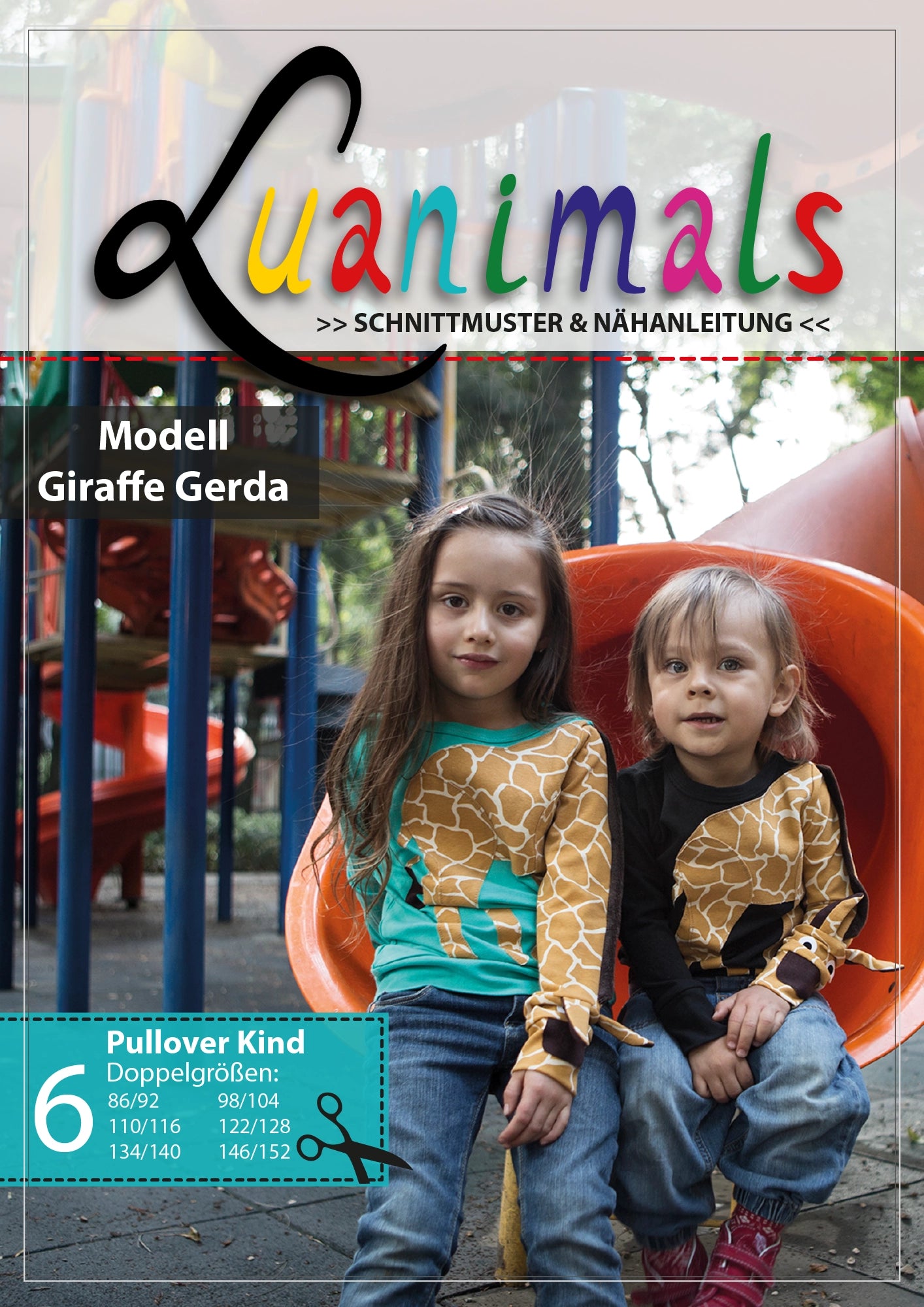 Schnittmuster mit Nähanleitung für den Kinder Pullover Giraffe Gerda von Luanimals
