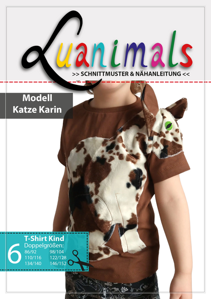 Schnittmuster und Nähanleitung für Kinder T-Shirt mit Tiermotiv Katze Karin von Luanimals 