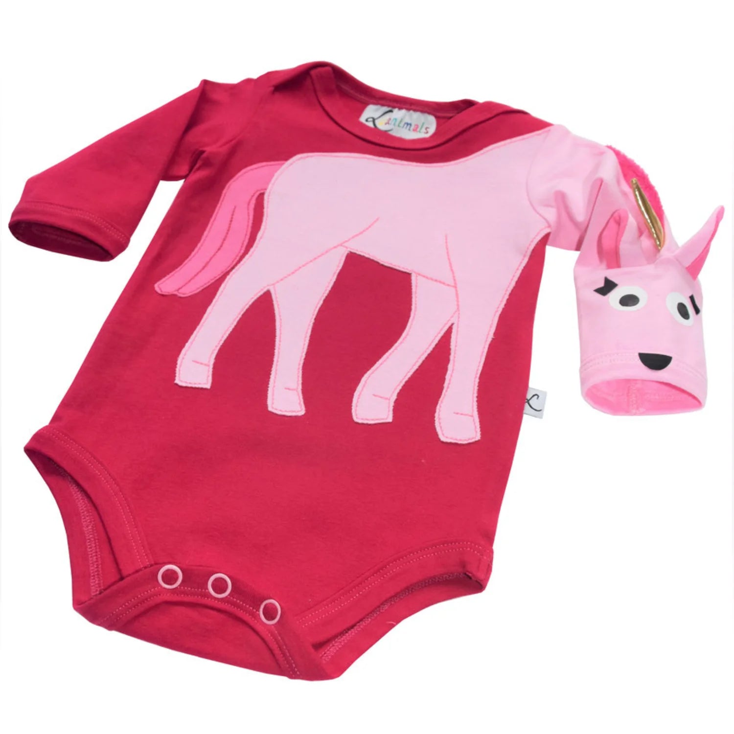 Babybody mit Motiv Einhorn Elon in pink aus Baumwoll-Jersey von Luanimals
