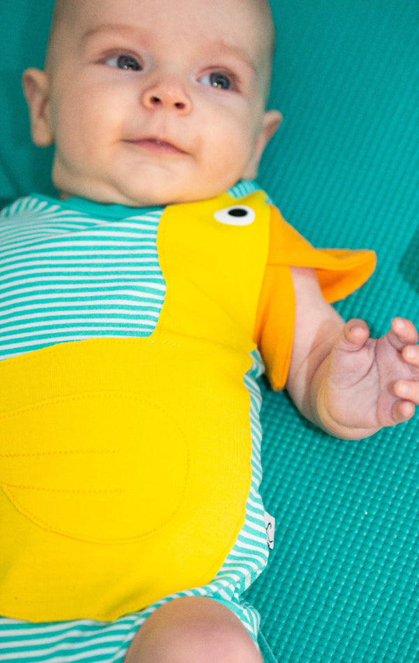Baby Body mit Motiv Ente Emma für Babys in türkis von Luanimals 