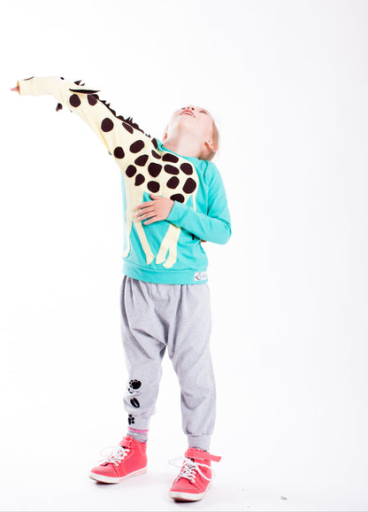 Kind mit Luanimals Giraffe Gerade Pullover in türkis