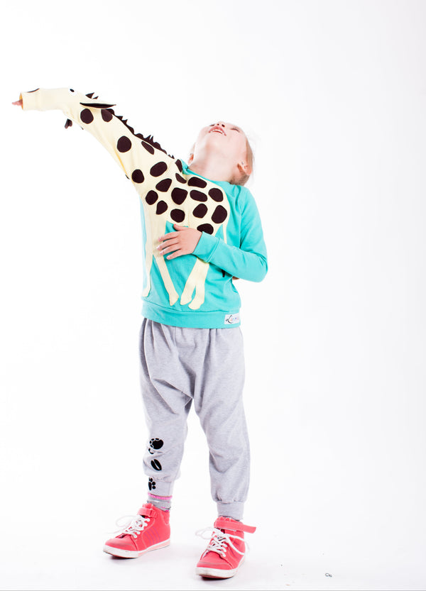 Kind mit Luanimals Giraffe Gerade Pullover in türkis
