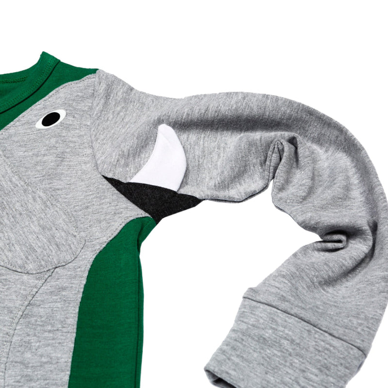 Luanimals Pullover für Kinder mit Applikation Elefant Eli in grün und grau aus Baumwoll-Jersey