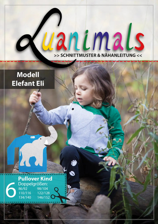 Schnittmuster und Nähanleitung für Kinder Pullover Elefant Eli von Luanimals