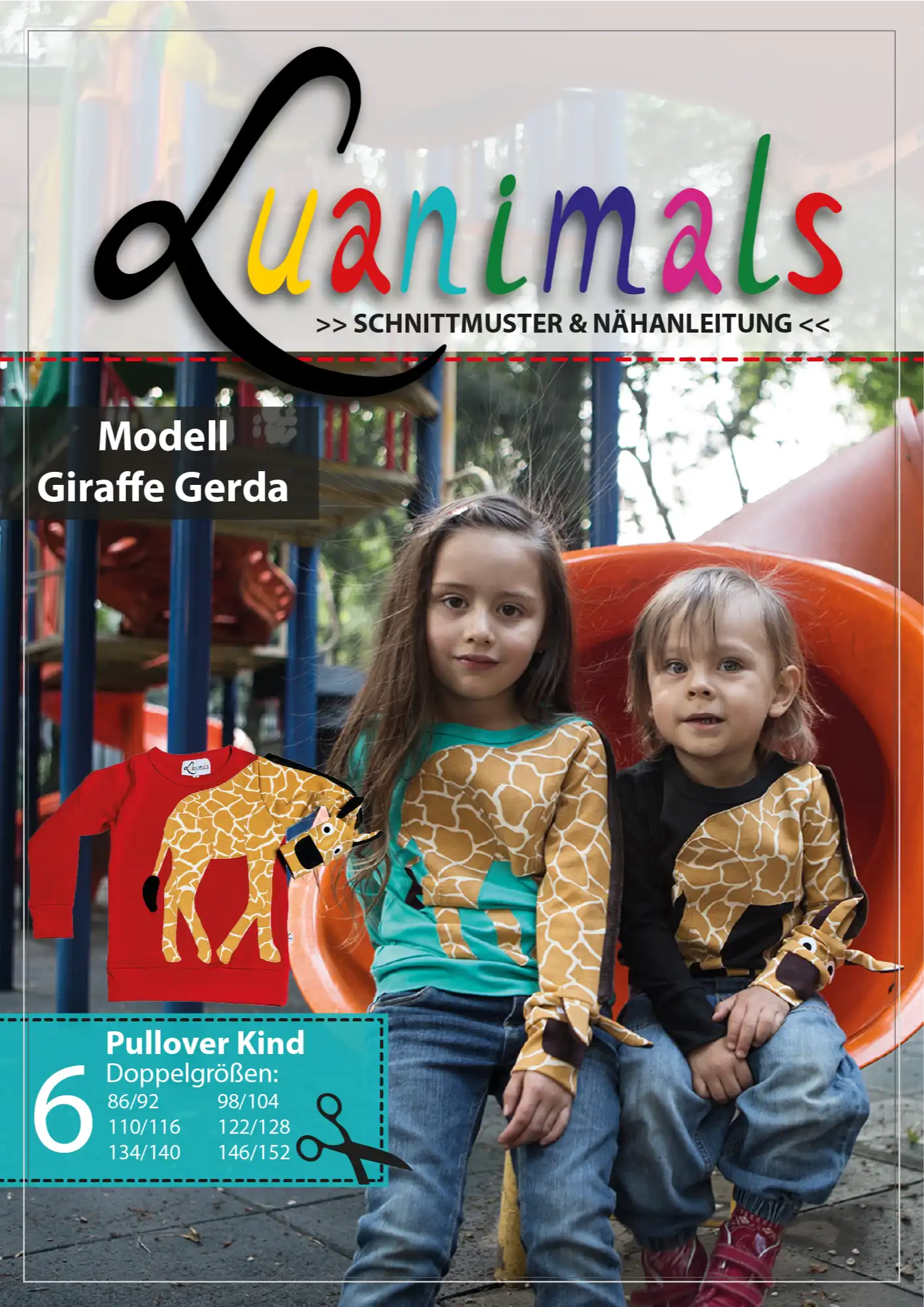 Schnittmuster mit Nähanleitung für den Kinder Pullover Giraffe Gerda von Luanimals
