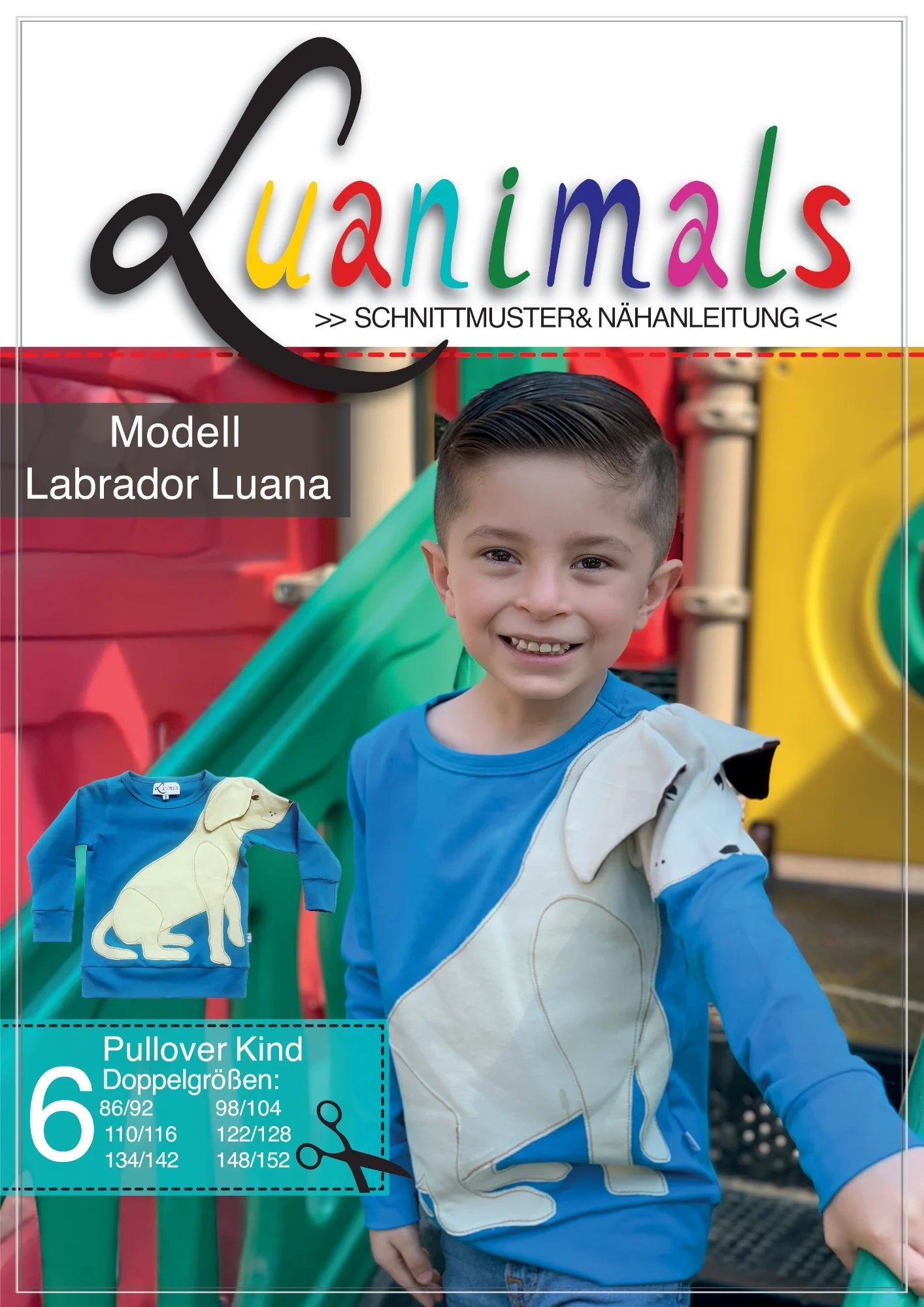 Schnittmuster mit Nähanleitung für Kinder Pullover Labrador Luana von Luanimals