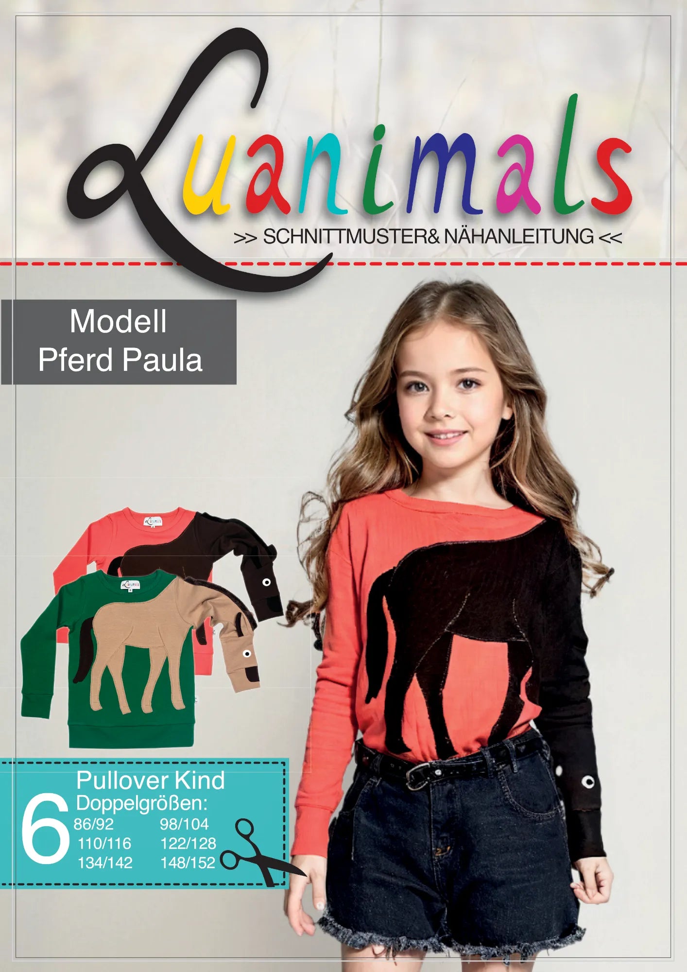 Schnittmuster und Nähanleitung von Luanimals für Kinder Pullover Pferd Paula