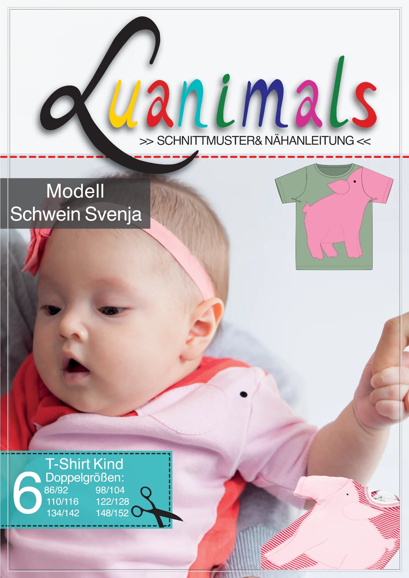 Luanimals Schnittmuster und Nähanleitung für Kinder T-Shirt Schwein Svenja von Luanimals