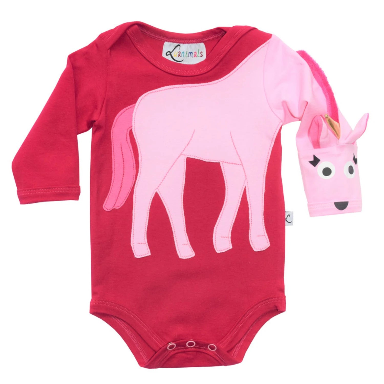 Babybody mit Tiermotiv Einhorn Elon in pink aus Baumwoll-Jersey von Luanimals