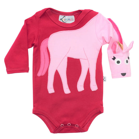 Babybody mit Tiermotiv Einhorn Elon in pink aus Baumwoll-Jersey von Luanimals