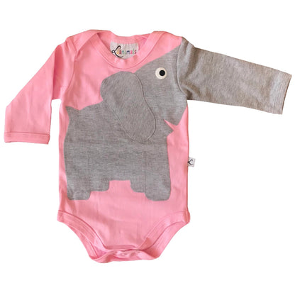 Luanimals langarm Baby Body für Neugeborene und Kleinkinder mit Applikation Elefant Eli aus Baumwoll-Jersey