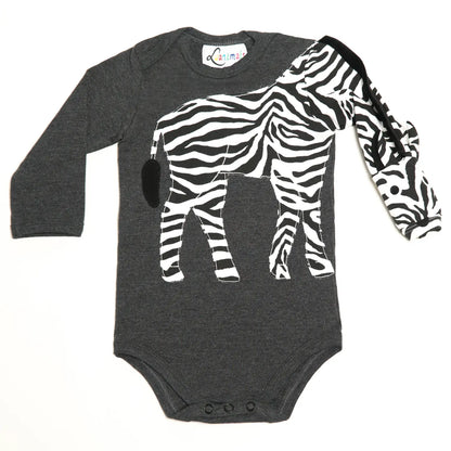 Babybody mit Tiermotiv Zebra Zora in grau aus Baumwoll-Jersey von Luanimals
