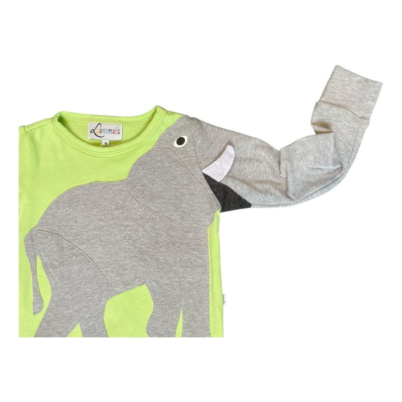 Luanimals Pullover für Kinder mit Applikation Elefant Eli in pistazie und grau aus Baumwoll-Jersey