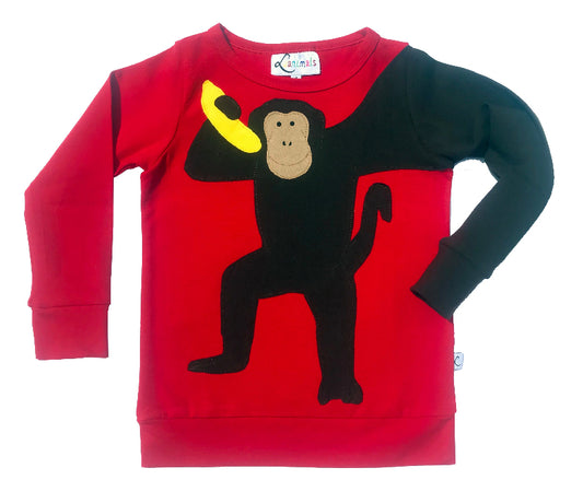 Luanimals Pullover für Kinder mit Tiermotiv Affe Andy in rot von Luanimals