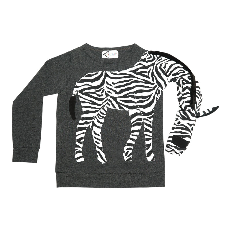 Kinderpullover mit kreativem Tiermotiv im Zebra Design in grau von Luanimals