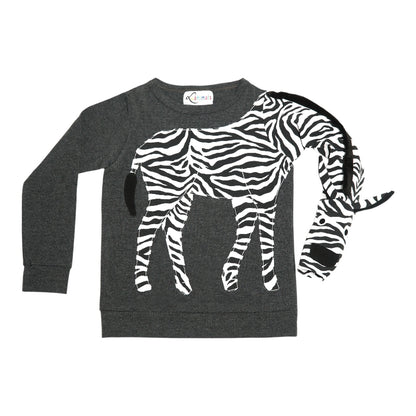 Kinderpullover mit kreativem Tiermotiv im Zebra Design in grau von Luanimals