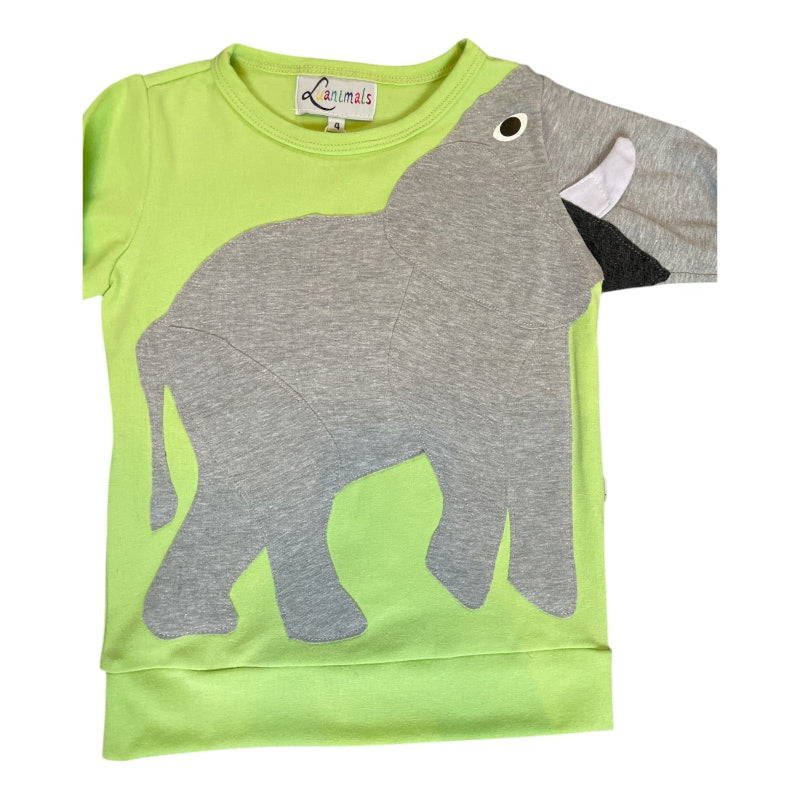 Luanimals Pullover für Kinder mit Tiermotiv Elefant Eli in den Farben Pistazie und Grau 