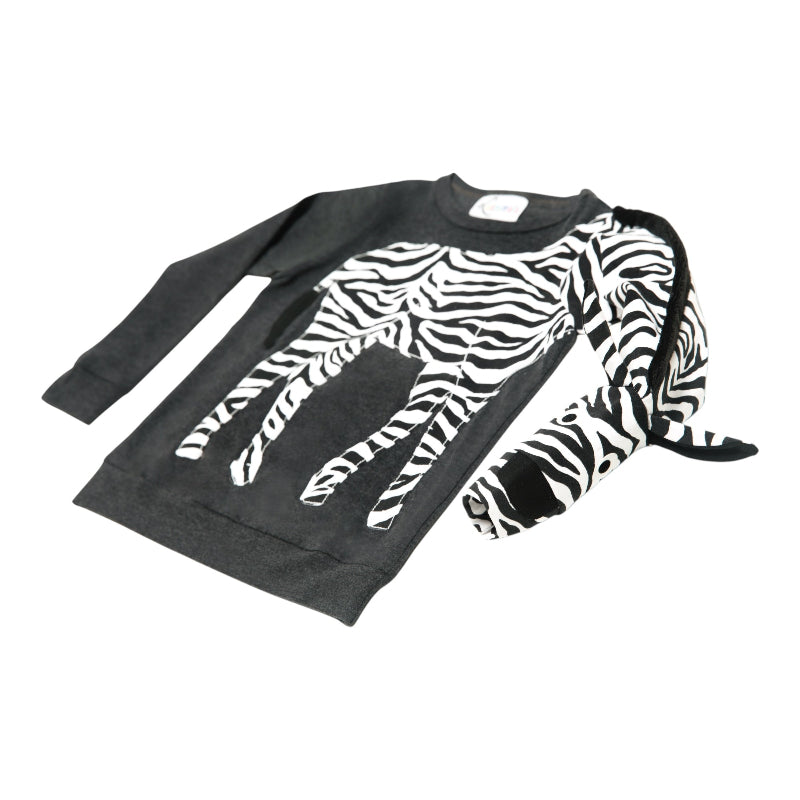 Luanimals Pullover für Kinder aus Baumwoll-Jersey mit Zebra Zora Applikation in grau