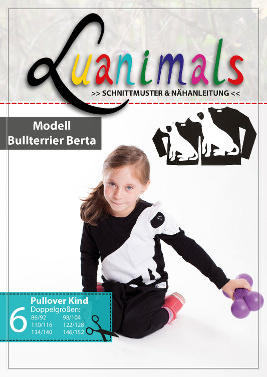 Schnittmuster mit Nähanleitung für Kinderpullover Terrier Berta von Luanimals