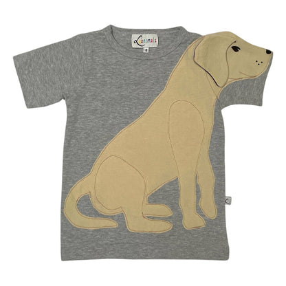 Luanimals T-Shirt mit Tiermotiv Hund Labrador Luana für Kinder in den Farben grau und beige