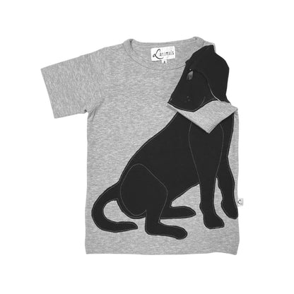 T-Shirt für Kinder mit Motiv Hund Labrador Luana in grau und braun von Luanimals