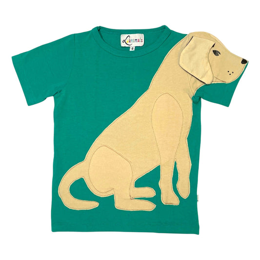 T-Shirt für Kinder mit Motiv Hund Labrador Luana in türkis und beige von Luanimals