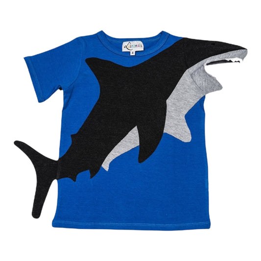 Luanimals Kinder T-Shirt mit Applikation Tiermotiv Hai Henry aus Baumwoll-Jersey in blau