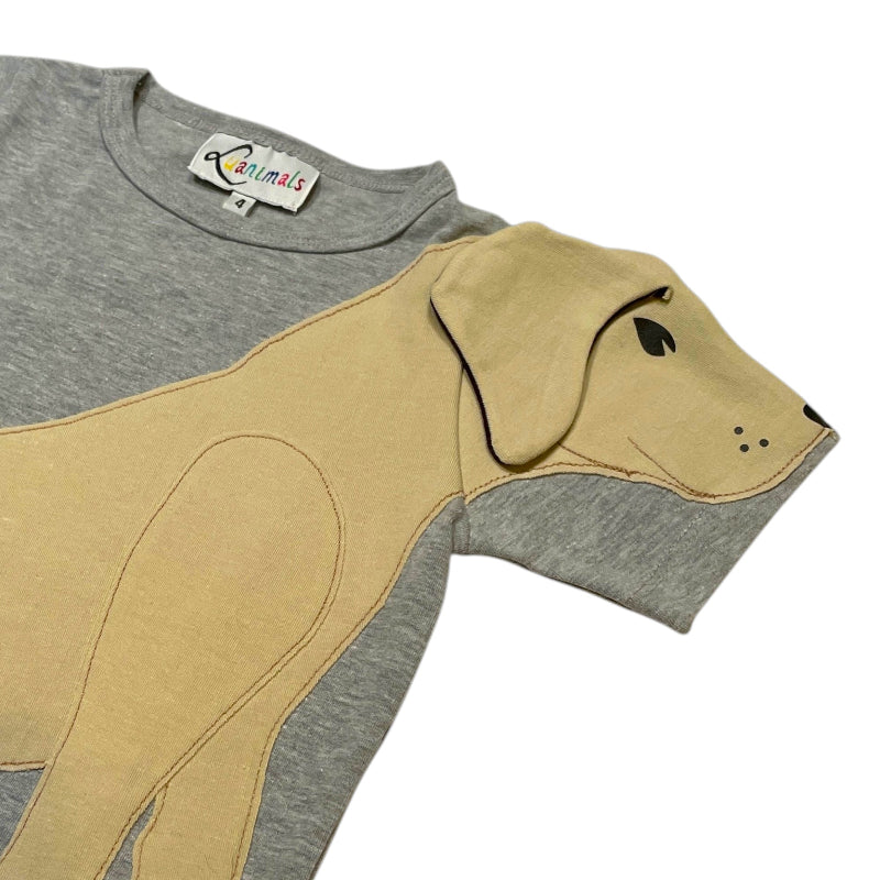 T-Shirt für Kinder mit Motiv Hund Labrador in grau und beige von Luanimals