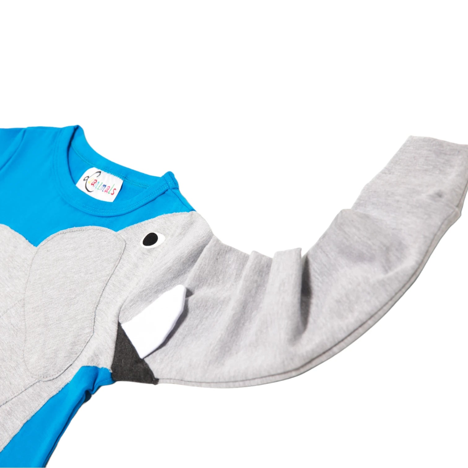 Luanimals Kinderpullover mit Tier Elefant Eli in blau und grau aus Baumwoll-Jersey